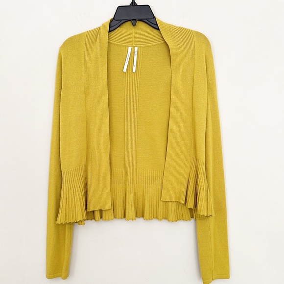 Anthropologie Chartreuse Peplum open cardigan sweater women size XS - Picture 4 of 6
